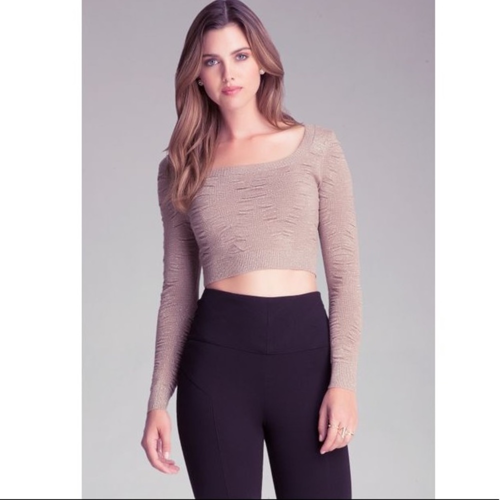 🆕 Bebe Shirred Metallic Sweater Set